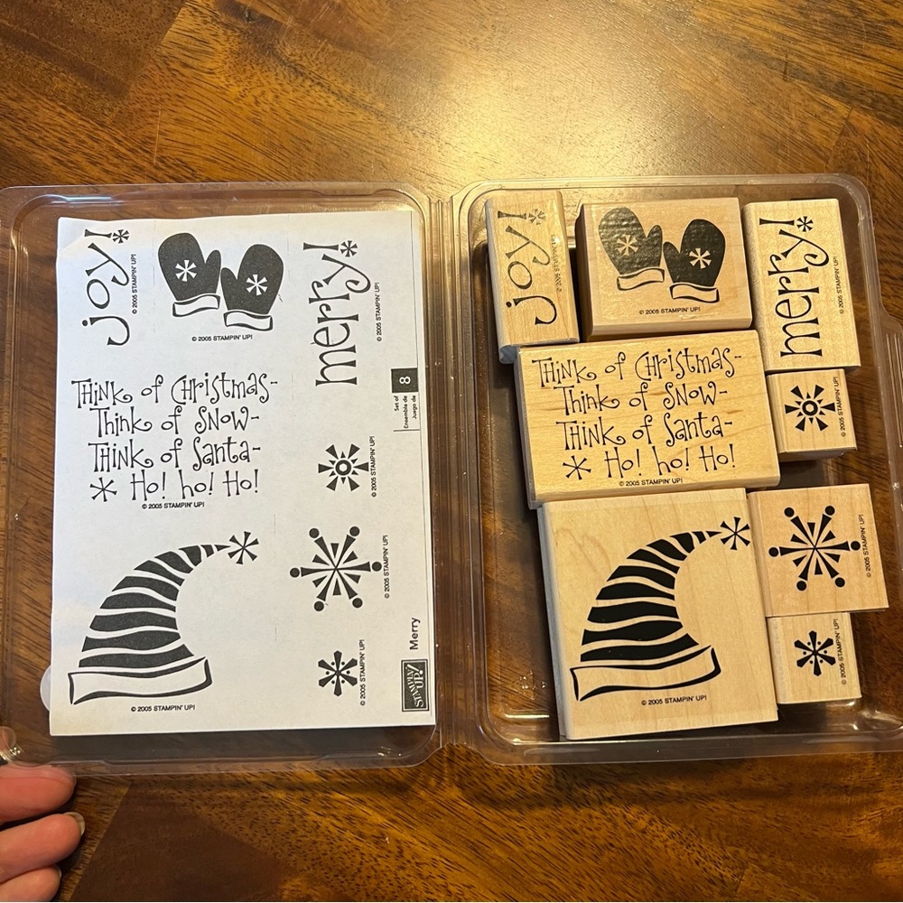 Stampin Up! Merry set of 8 Wooden Stamp Set